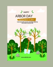 绿色清新植树节海报矢量模板