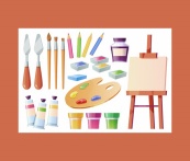 美术绘画用具用品合集矢量素材