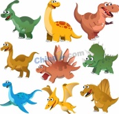 可爱恐龙角色矢量图集矢量素材