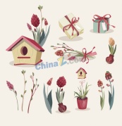 优雅节日贺卡花卉装饰矢量素材