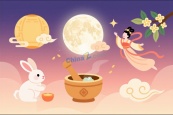 嫦娥奔月玉兔插画中秋合集矢量