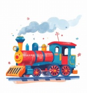 复古可爱玩具小火车插图矢量