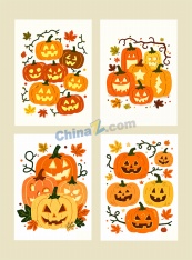 万圣节南瓜堆合集矢量素材