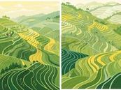 绿色生态梯田自然风景矢量素材