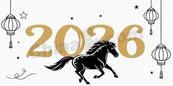 2026马年黑金贺卡矢量模板