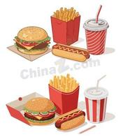 手绘快餐汉堡套餐插画矢量素材