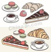 咖啡蛋糕甜品插画合集矢量素材