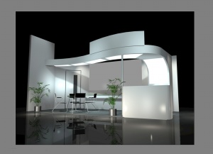 白色3D展厅模型效果图