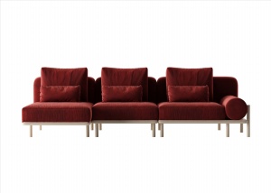 红色多人沙发3D模型设计