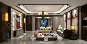 新中式客厅家装模型设计