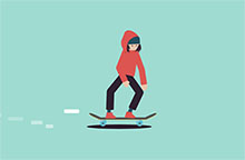 CSS3溜滑板人物动画特效