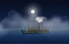 JS夜晚海上轮船动画场景特效