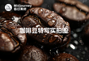 Midjourney每日素材 | 咖啡豆特写实拍图（附咒语）