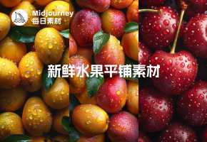 Midjourney每日素材 | 新鲜水果平铺摄影图