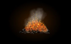 一堆木材燃烧的篝火flash动画