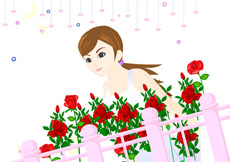 玫瑰花边的女孩flash动画