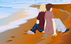 背靠背情侣沙滩看海flash动画