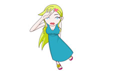 卡通女孩抬头看天flash动画