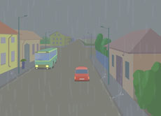 雨中朦胧的街道flash动画
