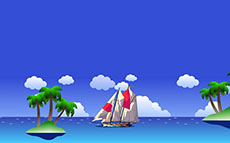 矢量椰树帆船flash动画