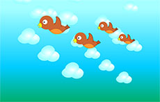 一群小鸟云上飞翔flash动画