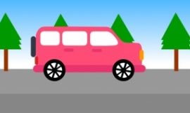 粉色小汽车开动flash动画