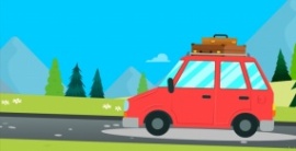 卡通红色小车自驾旅游flash动画