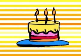 橙黄色条纹背景生日蛋糕flash动画