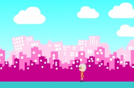 时尚粉色城市背景city walk flash动画