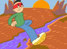 动感男孩飞跃溪流flash动画
