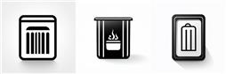 铁皮竖纹垃圾桶图标