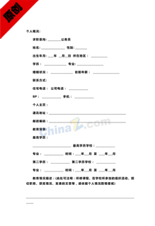 政府工作简历模板