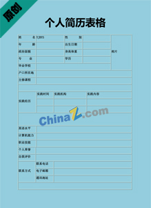 土建施工员个人简历表格