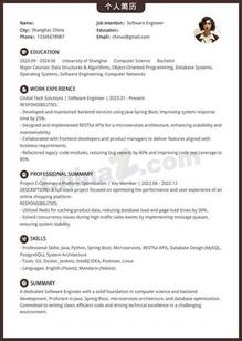 清晰程序员英文个人简历模板