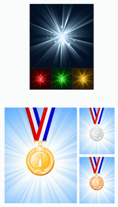 奖牌与光芒矢量素材