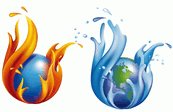 动感水与地球矢量素材