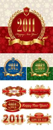 2012金色徽章矢量图素材