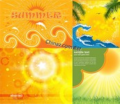 热带夏季风景矢量图下载