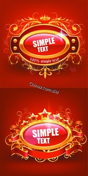 金色花纹飘带皇冠矢量图