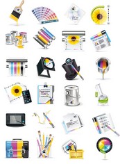 彩色打印图标矢量图下载