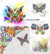 蝴蝶插画矢量图下载