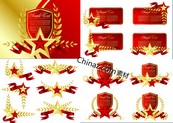丝带五角星徽章矢量图