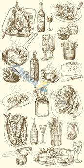 手绘食物矢量素材下载