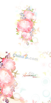 浪漫水彩花纹矢量图