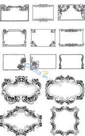 单色花纹边框矢量模板