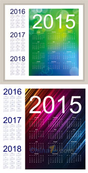 2015-18年日历矢量模板