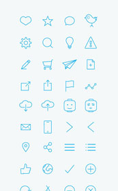 蓝色线描图标矢量下载