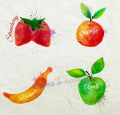 水彩水果矢量设计素材