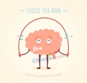 卡通健身的大脑插画矢量图
