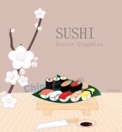 日式风味的寿司矢量素材